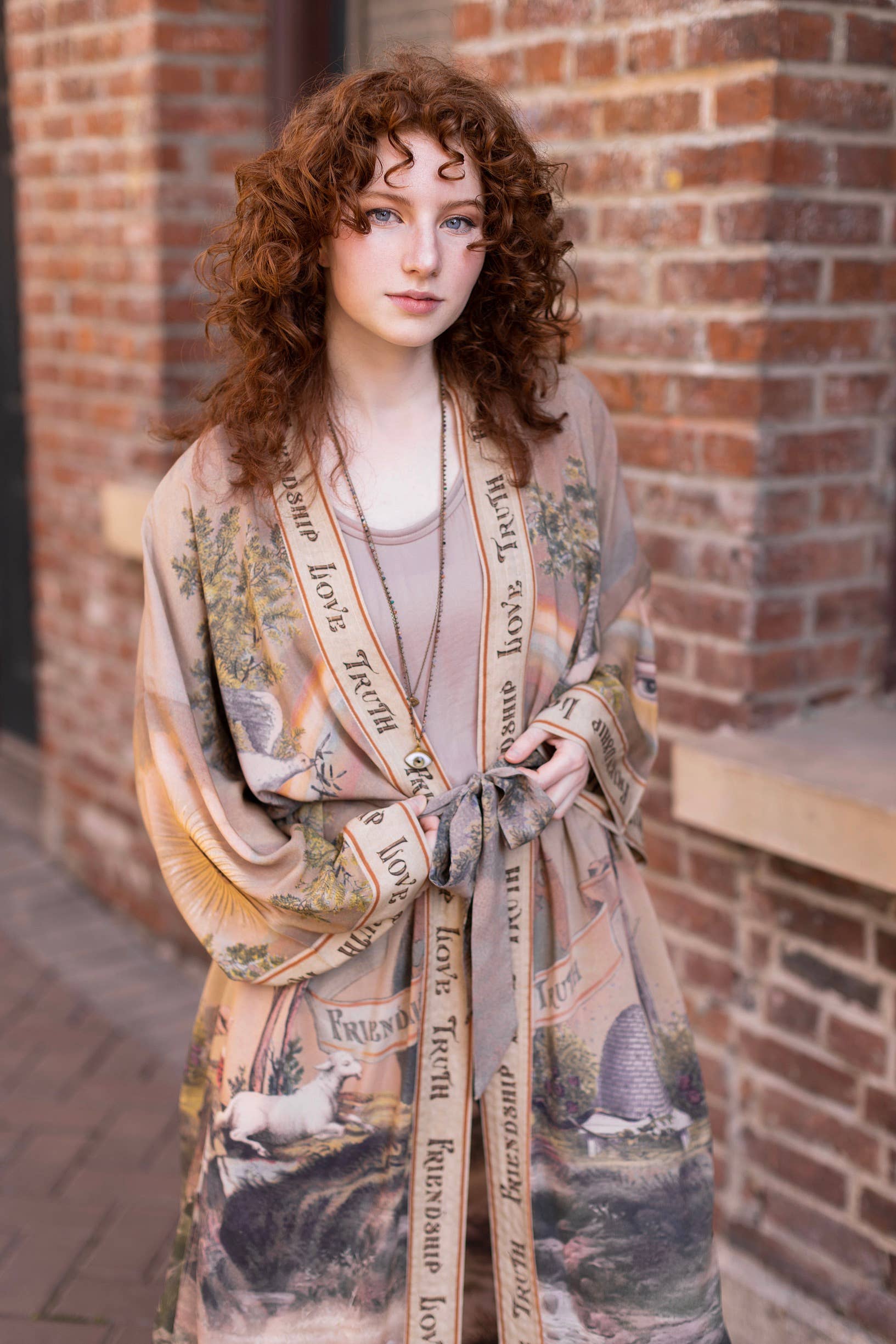 Friendship Love and Truth Vintage Wash Duster Kimono Robe