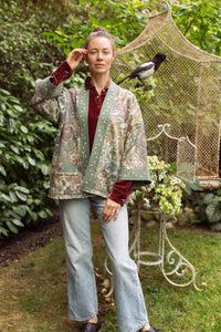 Love Grows Wild Cozy Fleece Cardigan Kimono Jacket: Contemporary / Floral / One Size