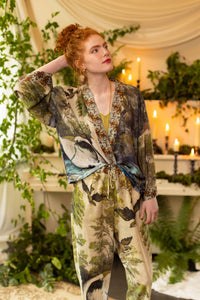 Theatre of Dreams Cropped Bamboo Kimono with Swan