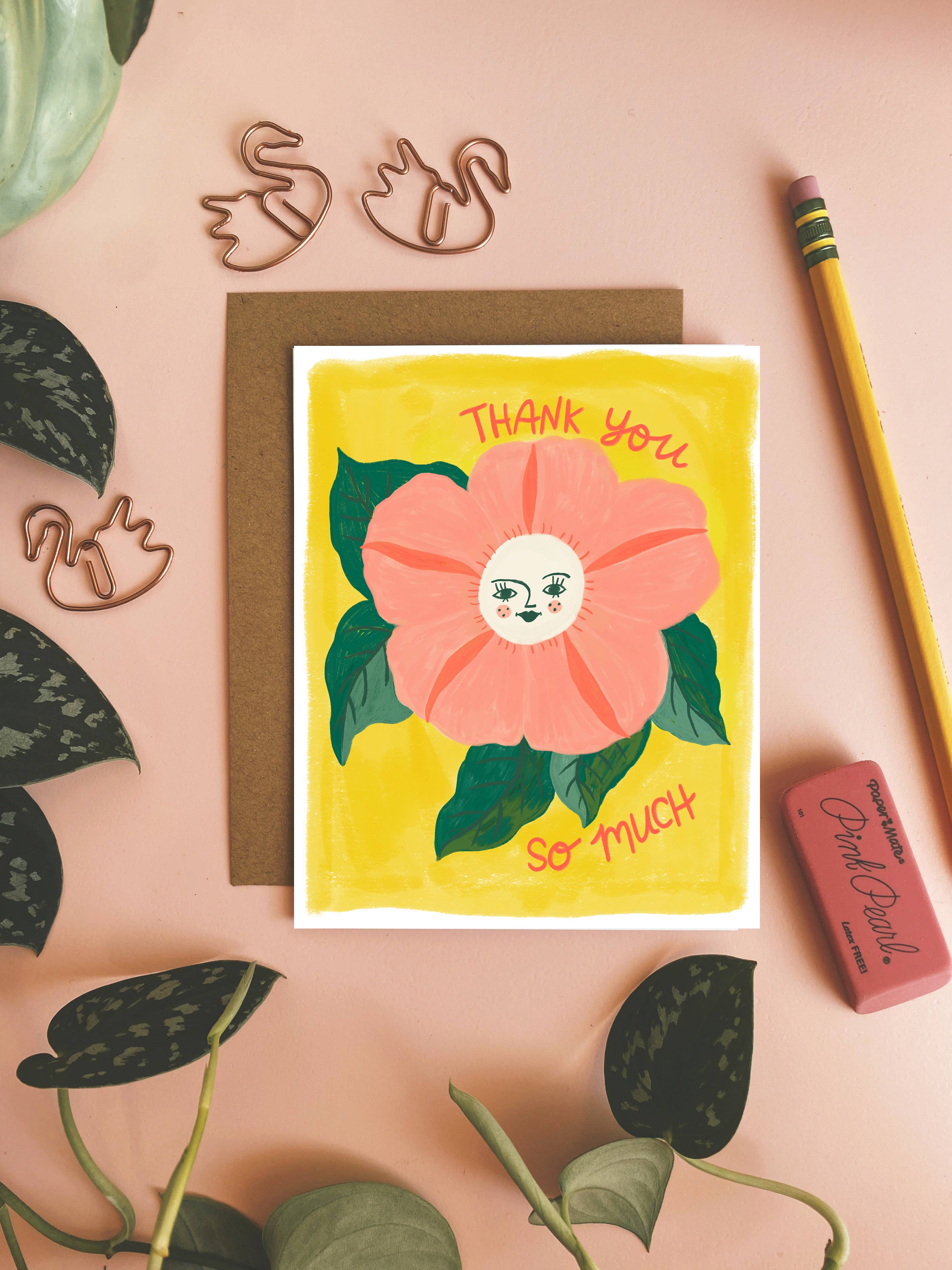 Thank You So Much - Colorful Flower Greeting Card