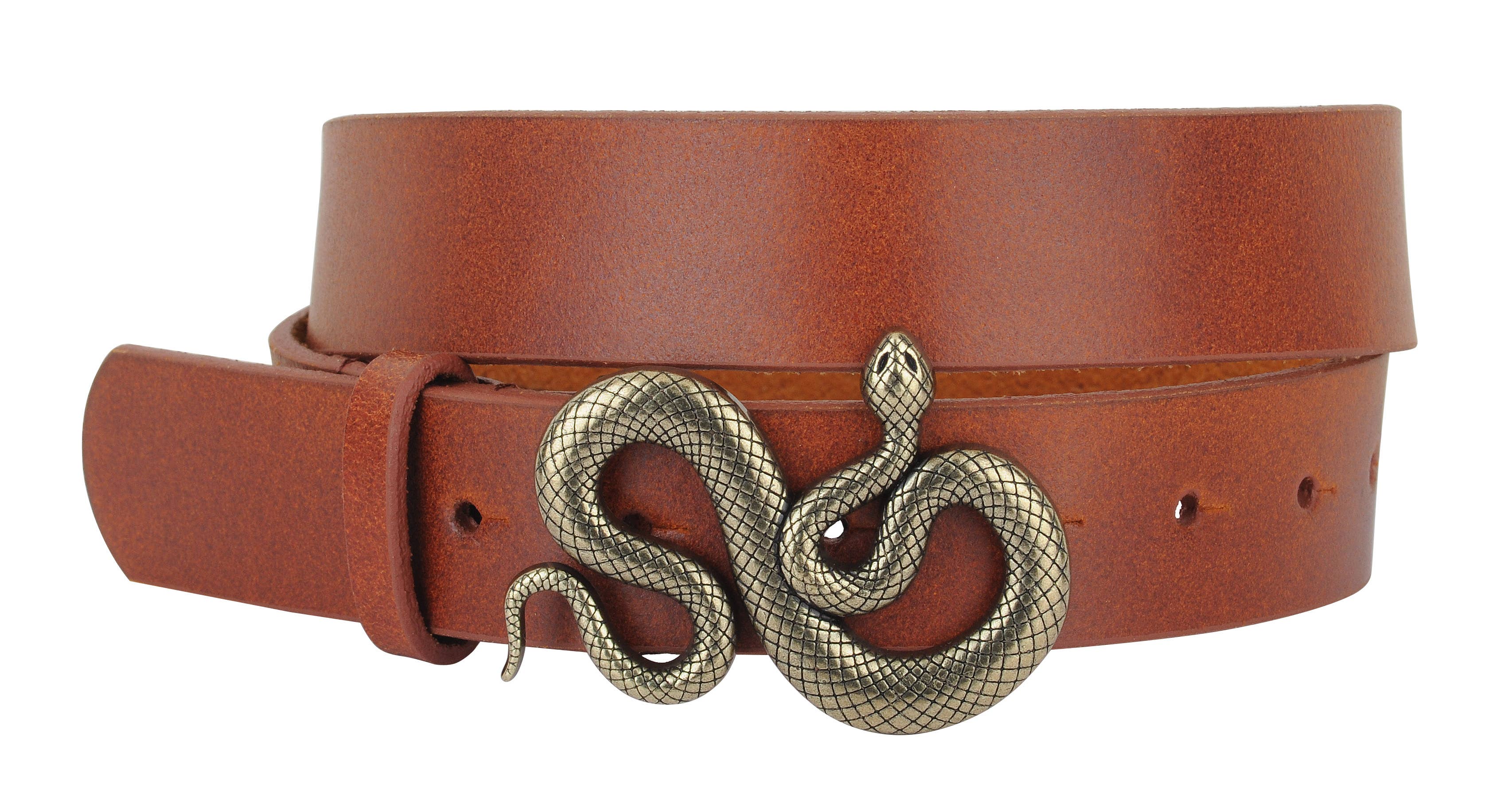 Snake Buckle Leather Belt