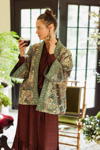 Love Grows Wild Cozy Fleece Cardigan Kimono Jacket: Contemporary / Floral / One Size