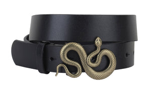 Snake Buckle Leather Belt