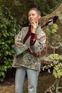 Love Grows Wild Cozy Fleece Cardigan Kimono Jacket: Contemporary / Floral / One Size