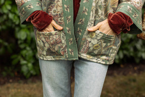 Love Grows Wild Cozy Fleece Cardigan Kimono Jacket: Contemporary / Floral / One Size