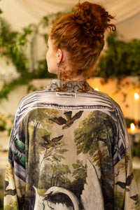 Theatre of Dreams Cropped Bamboo Kimono with Swan