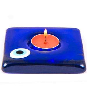 Glass evil eye candle holder